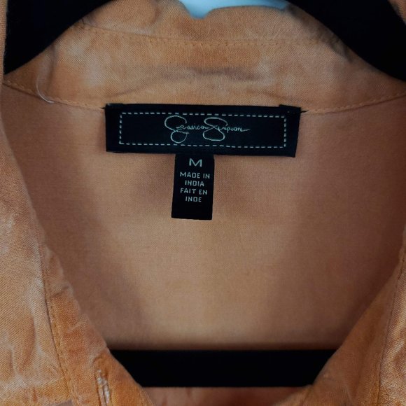 Jessica Simpson Forley Button Up Blouse Orange M - Picture 7 of 10